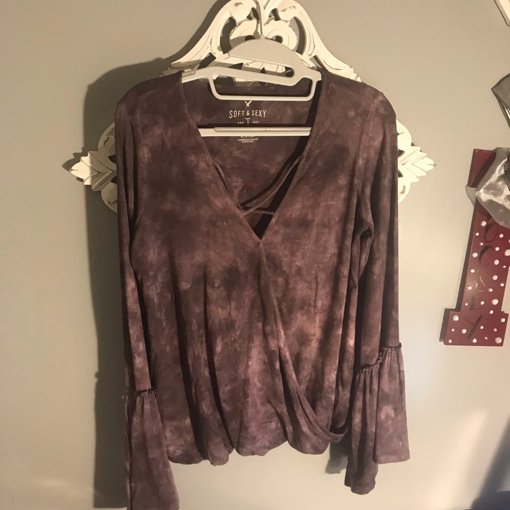 american eagle tie dye purple long sleeve